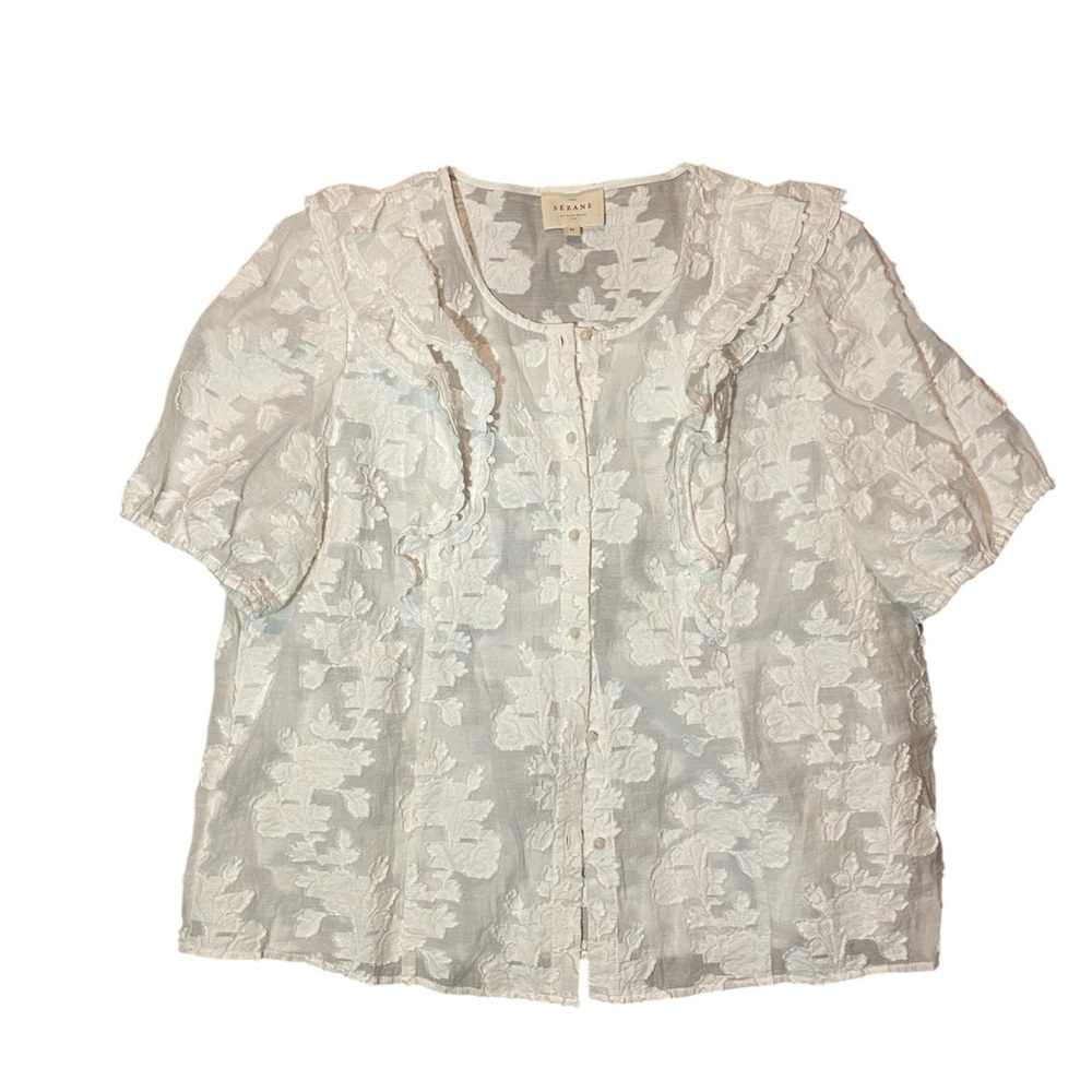 Sezane Jordanna White Floral Lace Blouse - Picture 2 of 7